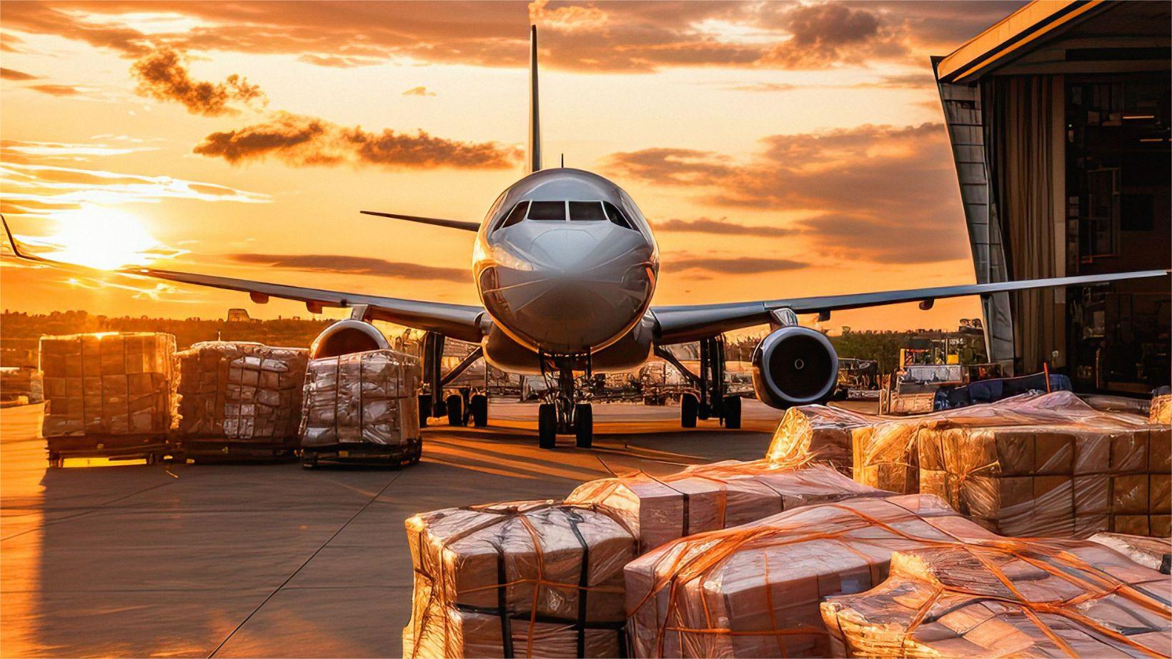 Express shipping cargo plane being loaded for Saudi Arabia