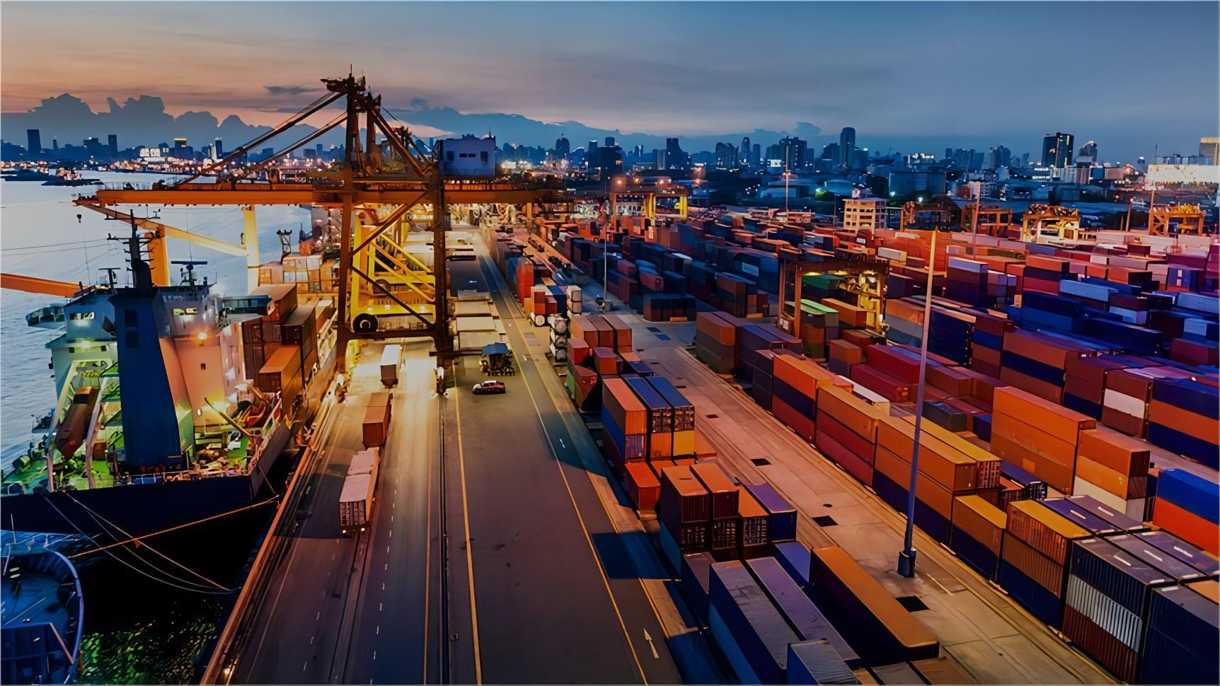 Cargo ship and airplane representing door to door shipping China Italy