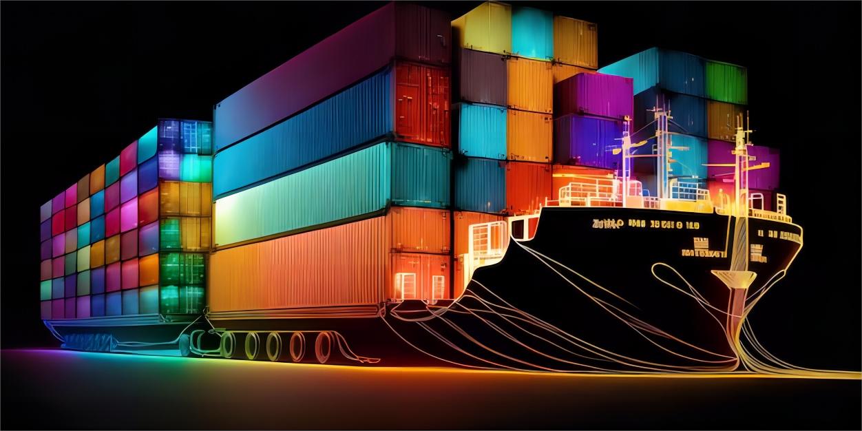 Freight shipping container at a port